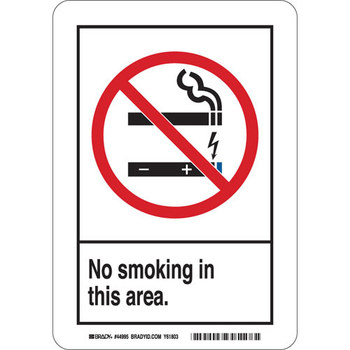 Picture of Brady B-120 Fiberglass Reinforced Polyester Rectangle White English No Smoking Sign part number 44996 (Main product image)