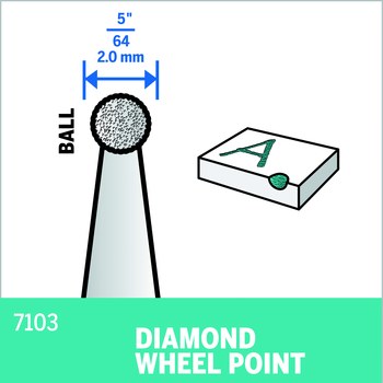 Dremel Diamond Abrasive Point - 1.5 in Length - 5/64 in Diameter - 07103