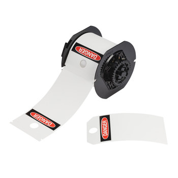 Picture of Brady Black, Red on White Outdoor Polyester Thermal Transfer B30-255-851-OSHADA Pre-sized Tags for Printers (Main product image)