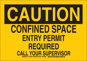 Picture of Brady B-555 Aluminum Rectangle Yellow English Confined Space Sign part number 126723 (Main product image)