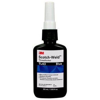 3M Scotch-Weld TL43 Blue Threadlocker 25138 - High Strength - 0.33 fl oz Bottle
