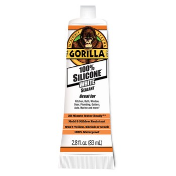 Gorilla Glue Silicone Sealant White Paste 2.8 oz Tube Waterproof - 00594