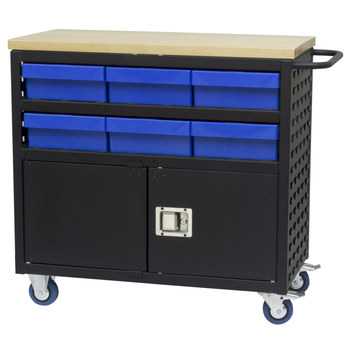 Picture of Akro-Mils MA3618BLD1 800 lbs Black Powder Coated Steel Hardwood 16 ga Louvered Shelf Cart (Main product image)