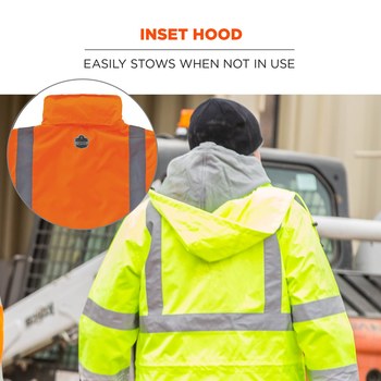Ergodyne Glowear Rain Jacket 8365 24314 - Size Large - High-Visibility Orange