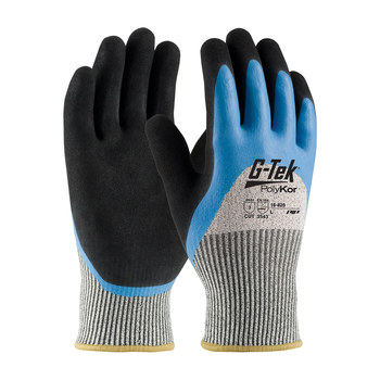 PIP G-Tek PolyKor 16-820 Black/White Large Cut-Resistant Gloves - ANSI A3 Cut Resistance - Latex Palm & Fingers Coating - 10.4 in Length - 16-820/L