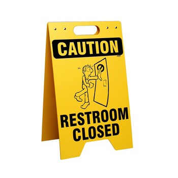 Picture of Brady Prinzing Polyethylene Rectangle Yellow English Restroom Sign part number SF651E (Main product image)