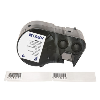 Picture of Brady Black on White, Clear Polyester Thermal Transfer M5-75-461 Self-Laminating Cryogenic Labels (Main product image)