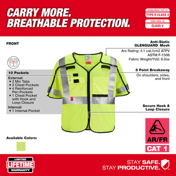 Milwaukee GLENGUARD High-Visibility Vest 48-73-5231 - Size Small/Medium - Yellow - 60431