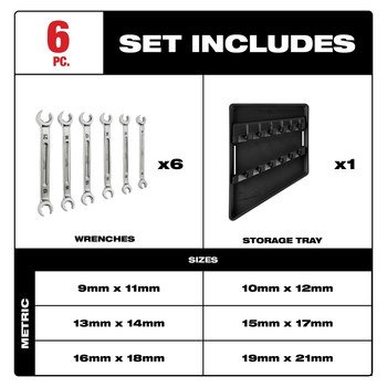 Milwaukee 48-22-9471 Double End Flare Nut Wrench Set - Chrome Vanadium Steel