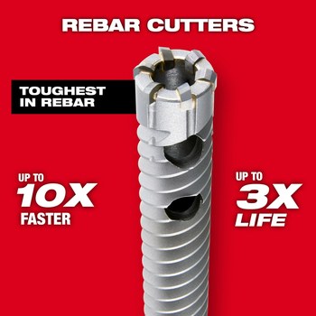 Milwaukee 3/4 in Rebar Cutter 48-20-6782 - 18 in Overall Length - 16 in Flute - Solid Carbide - 3-Flat Shank