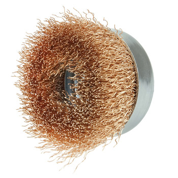 Weiler Bronze Cup Brush - Threaded Nut Attachment - 4 in Diameter - 5/8 in-11 UNC Center Hole - 0.020 in Bristle Diameter - 14616