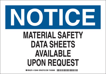 Picture of Brady B-401 Polystyrene Rectangle White English MSDS Sign part number 126463 (Main product image)