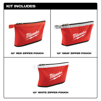 Milwaukee Red/Black Canvas Zipper Pouches - 0.75 Length - 0.75 Wide - 48-22-8193