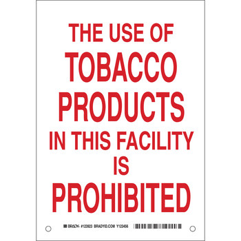 Picture of Brady B-555 Aluminum Rectangle White English No Smoking Sign part number 123924 (Main product image)