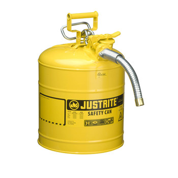Picture of Justrite Accuflow Yellow Steel Leak-Proof, Pressure-Relief Vent, Self-Closing 5 gal Safety Can (Main product image)