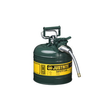 Picture of Justrite Accuflow Green Steel Leak-Proof, Pressure-Relief Vent, Self-Closing 2 gal Safety Can (Main product image)