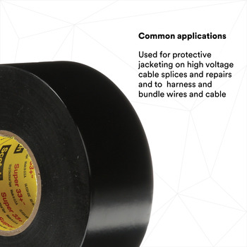 3M Scotch Super 33+ Black Insulating Tape - 3/4 in x 52 ft - 0.75 in Wide - 7 mil Thick - 06133