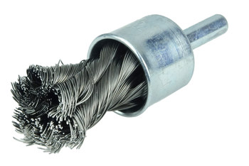 Weiler Steel Cup Brush - Unthreaded Stem Attachment - 1/2 in Diameter - 0.010 in Bristle Diameter - 10208