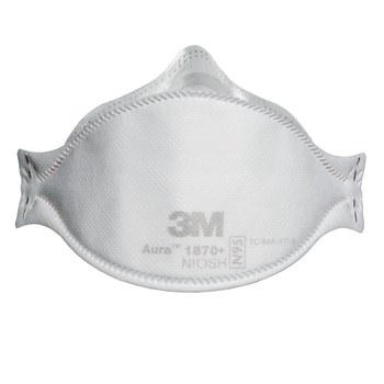 3M Aura 1870+ BULK White Universal N95 Flat Fold Surgical Mask - 638060-43134