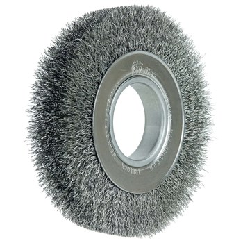 Weiler 06080 Wheel Brush - 6 in Dia - Crimped Steel Bristle