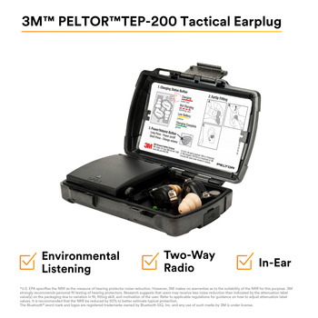 3M Peltor TEP-200 7010386290 Black Listen-Only Hearplugs - Li-ion Rechargeable Battery Powered - 23-30 Decibel NRR - 093045-93824