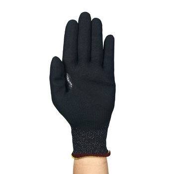 Ansell 11-591 Black 9 Supported Cut-Resistant Gloves - Reinforced Thumb - ANSI A9 Cut Resistance - Nitrile Knuckles Coating - 11-591VP/9