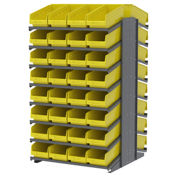 Picture of Akro-Mils APRD18088 1800 lb Yellow Gray Powder Coated Steel 16 ga Double Sided Fixed Rack (Main product image)
