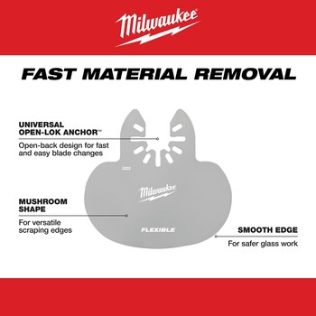 Milwaukee OPEN-LOK Oscillating Scraper Blade 49-25-2222 - 3.875 in Width x 0.5 in Thick - Stainless Steel