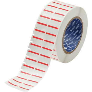 Brady THT-152-494-RD Thermal Transfer Printable Labels - 1 in x 0.375 in - Polyester - Red / White - B-494 - 60897