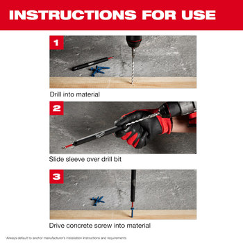 Milwaukee SHOCKWAVE Impact Duty Concrete Screw Install Kit 48-20-8877 - Carbide Tipped - Hex Shank