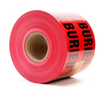 3M Scotch 369 Red Warning Tape - Pattern/Text = CAUTION HIGH VOLTAGE CABLE BURIED BELOW - 6 in Width x 1000 ft Length - 4 mil Thick - 57774