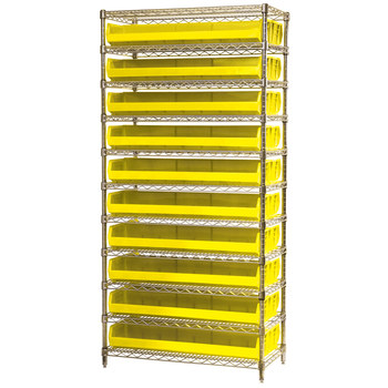 Picture of Akro-Mils AWS143630320 Akrobin 2000 lb Adjustable Yellow Chrome Steel Open Fixed Shelving System (Main product image)