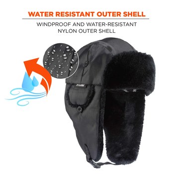 Ergodyne N-Ferno 6802 Black Large/XL Nylon/Polyurethane Cold Weather Trapper Hat - 720476-16845