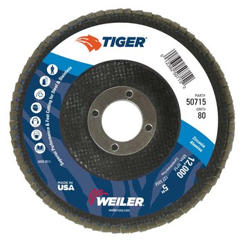 Weiler Tiger Type 27 Flap Disc 50715 - Zirconium - 5 in - 80 - Medium
