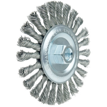 Weiler Wolverine 36224 Wheel Brush - 6 in Dia - Knotted - Standard Twist Steel Bristle