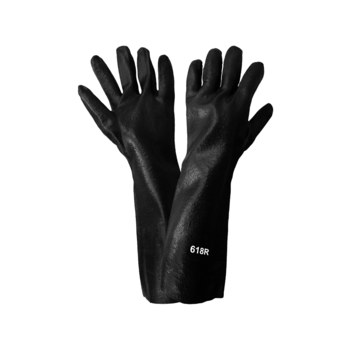 Global Glove 618R Black Large Chemical-Resistant Gloves - 18 in Length -  Rough Finish - 618R/XL