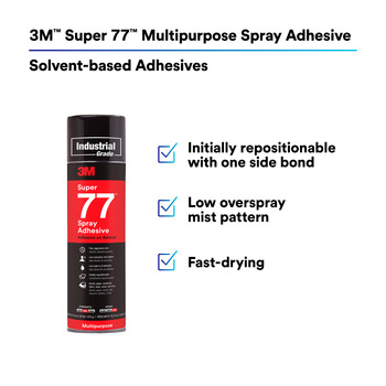 3M Super 77 Multipurpose Spray Adhesive Clear Aerosol 24 fl oz Aerosol Can - 21210 - 16.75 oz Net Weight
