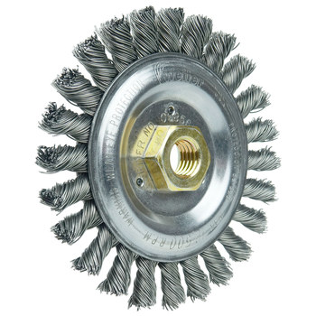 Weiler Roughneck 09856 Wheel Brush - 5 in Dia - Knotted - Stringer Bead Steel Bristle