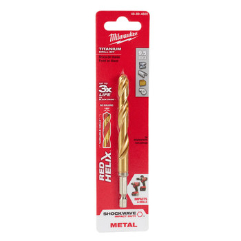 Picture of Milwaukee SHOCKWAVE RED HELIX 9.5 mm 135° Right Hand Cut Titanium Coated Drill Bit 48-89-4822 (Main product image)