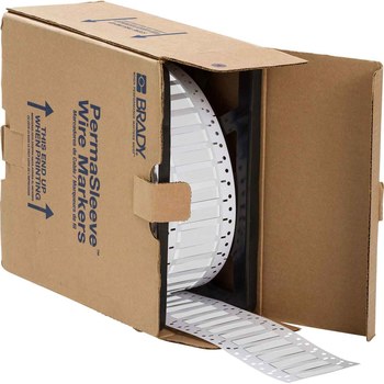 Brady PermaSleeve 3FR-250-2-WT-2 Die-Cut Printer Sleeve - 1 in x 0.439 in - Polyolefin - White - B-344 - 89965