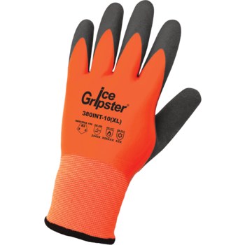 Global Glove Ice Gripster 380INT Orange Large Cold Condition Gloves - Rubber Palm & Fingers Coating - Terry Insulation - 380INT-9(L)