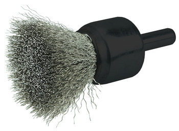 Weiler Stainless Steel Cup Brush - Shank Attachment - 3/4 in Diameter - 0.006 in Bristle Diameter - Cup Material: Standard - 10017
