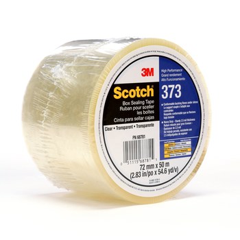 3M Scotch 373 Clear Box Sealing Tape - 72 mm Width x 50 m Length - 2.5 mil Thick - 68781