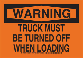 Picture of Brady B-555 Aluminum Rectangle Orange English Truck & Forklift Warehouse Traffic Sign part number 129558 (Main product image)