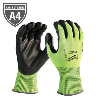 Milwaukee SMARTWIPE High Visibility Yellow Large Polyurethane Cut-Resistant Glove - ANSI Cut Level 4 Cut Resistance - 48-73-8942