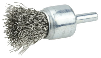 Weiler Stainless Steel Cup Brush - Unthreaded Stem Attachment - 3/4 in Diameter - 0.020 in Bristle Diameter - Cup Material: Standard - 10020