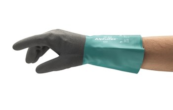 Ansell AlphaTec 58-430 Green/Gray 7 Supported Chemical-Resistant Glove - 12 in Length - Rough Finish - 10 mil Thick - 58-430/SZ 7