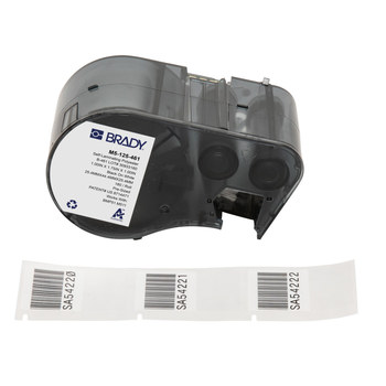 Picture of Brady Black on White, Clear Polyester Thermal Transfer M5-125-461 Self-Laminating Cryogenic Labels (Main product image)