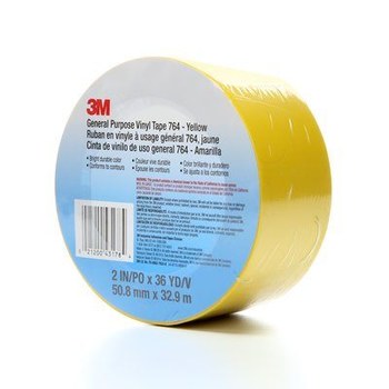 3M 764 Yellow Marking Tape - 2 in Width x 36 yd Length - 5 mil Thick - 43178