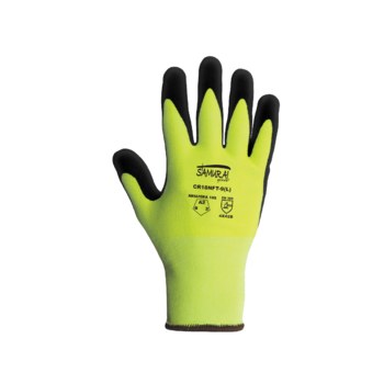 Global Glove Samurai CR18NFT Black/Lime Medium Cut-Resistant Glove - ANSI A2 Cut Resistance - Nitrile Foam Palm Coating - CR18NFT/MD